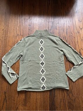 Vintage Olive Green Argyle Mockneck Sweater